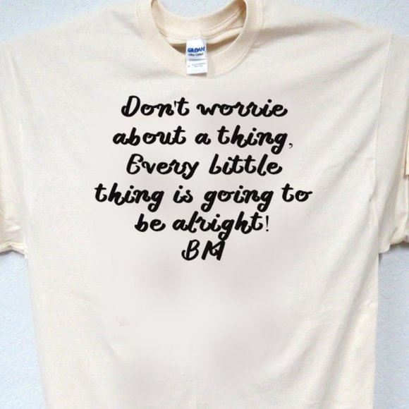 BOB MARLEY, DON'T WORRY ABOUT A THING COOL MENS IVORY TEE T-2012 - Picture 1 of 1
